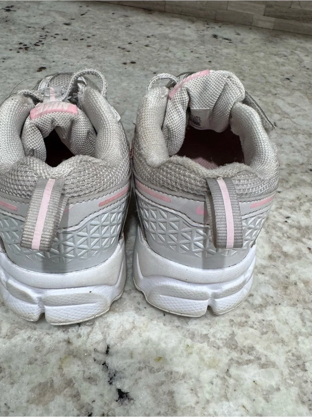 Nike Kids Light Gray and Pink Athletic Sneakers